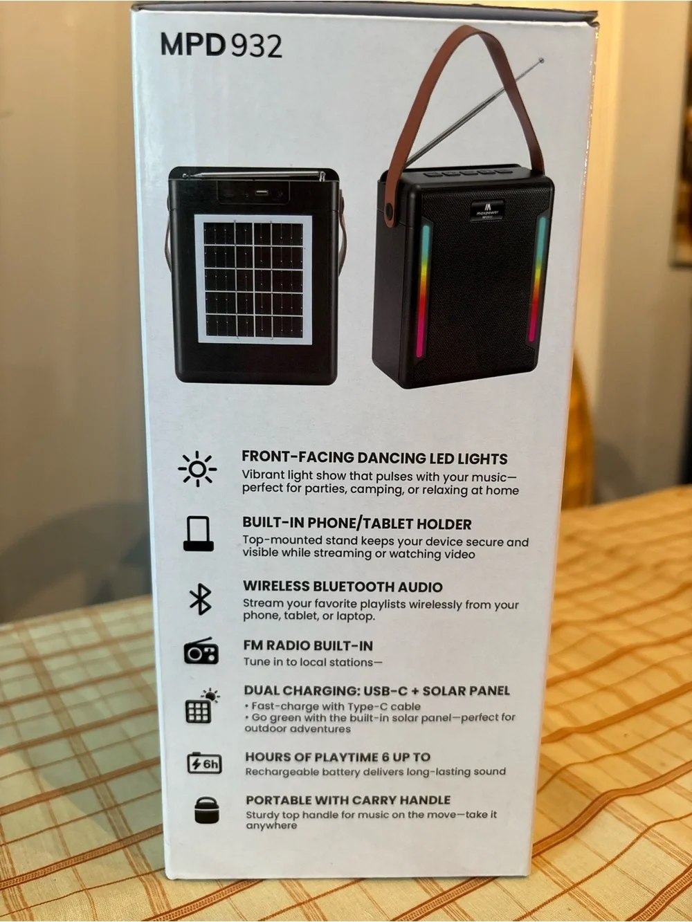 Maxpower Solar Beat Bluetooth Speaker with RGB Light Strips - Black